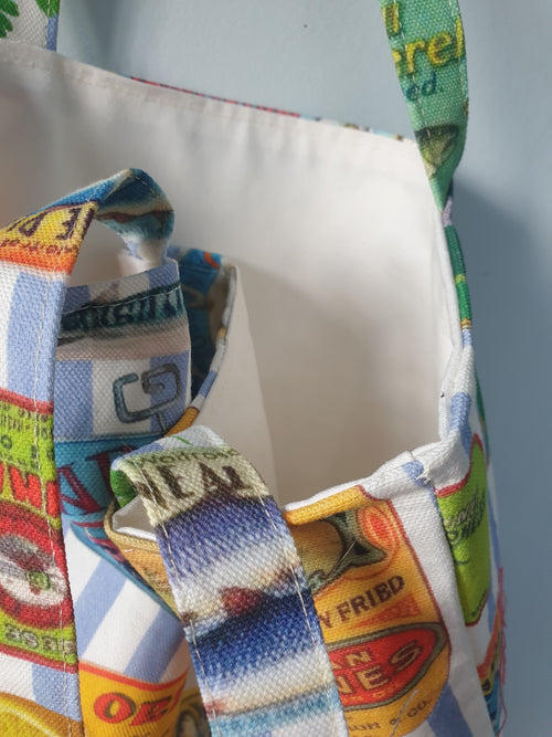 Shopper Bag Vintage Sardine Tins - interior view