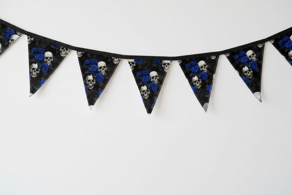 Blue Roses & Skulls Bunting Mockup