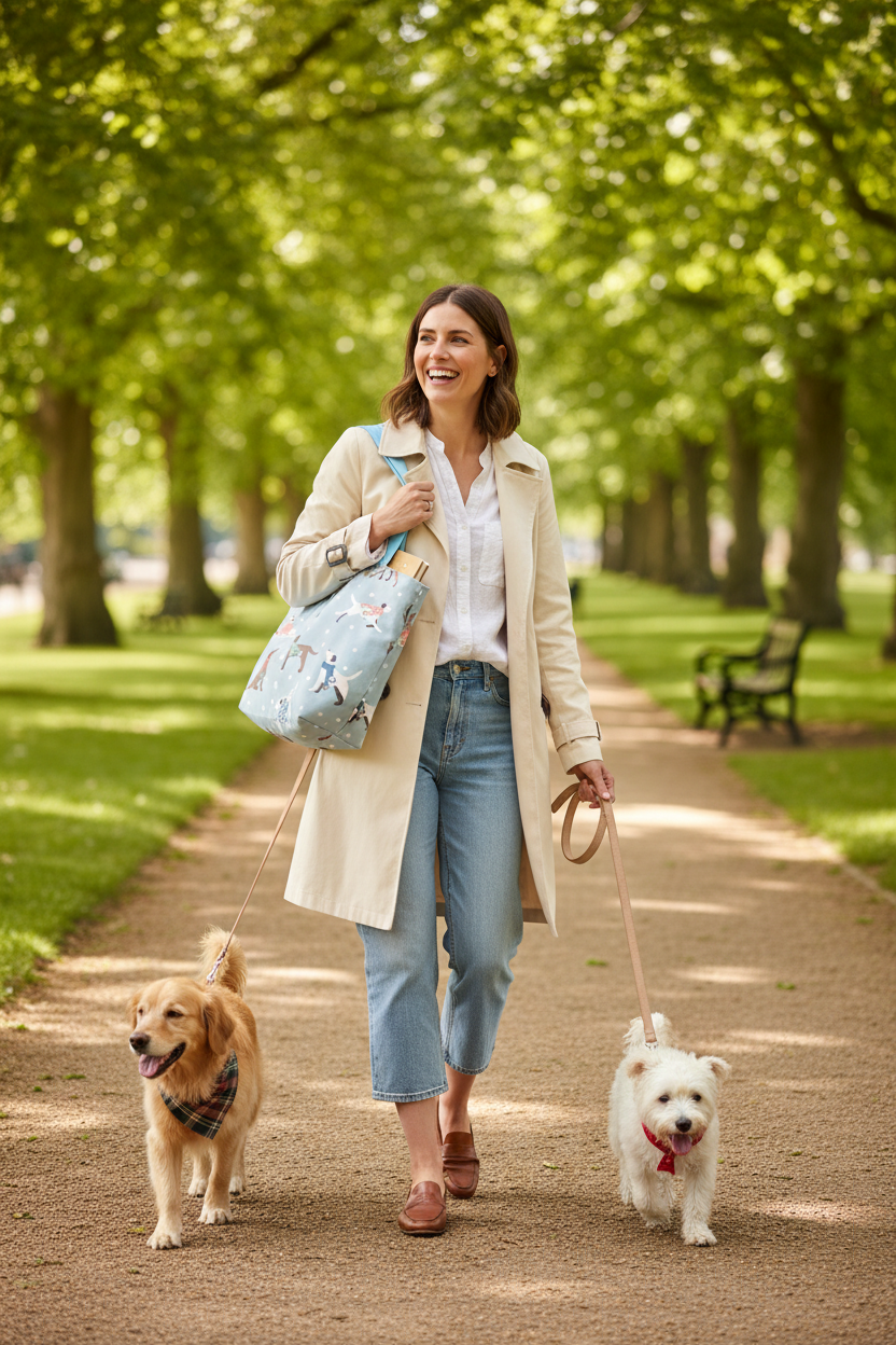 City park dog walk blue bag